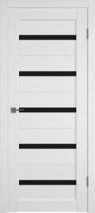 Дверь Атум Х-7 Белёный дуб Черное стекло