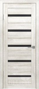 Дверь ГринЛайн Х-7 Белёный дуб Черное стекло