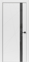 Дверь Геометрия Белый ПВХ Черный лакобель. Чёрная ABS кромка.