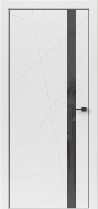 Дверь Геометрия Белый ПВХ Черный лакобель. Чёрная ABS кромка.