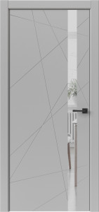 Дверь Геометрия Серый ПВХ Зеркало графит. Серая ABS кромка.