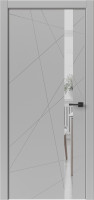Дверь Геометрия Серый ПВХ Зеркало графит. Серая ABS кромка.