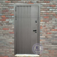 Входная дверь с декором Рейка RAL 8019 с терморазрывом | Встроенная система обогрева