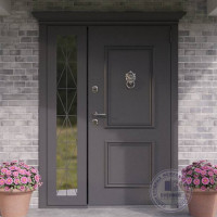 Входная дверь с боковой фрамугой RAL 7024 | Встроенная система обогрева