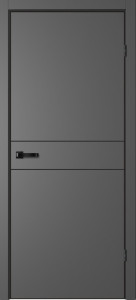 Дверь NEO 3 Графит Эмалит | Черная алюминиевая кромка