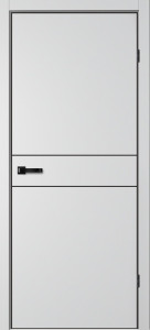 Дверь NEO 3 Серебристый Эмалит | Черная алюминиевая кромка