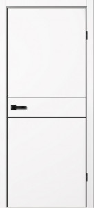 Дверь NEO 3 Белый Эмалит | Черная алюминиевая кромка