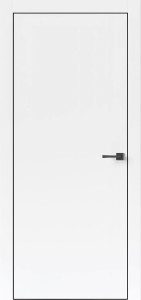 Дверь Прима Белый ПВХ. Чёрная | Белая ABS кромка.