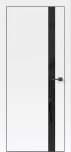 Дверь Прима Белый ПВХ Чёрный лакобель. Чёрная ABS кромка.