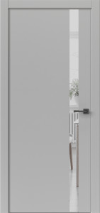 Дверь Прима Серый ПВХ. Зеркало графит. Серая ABS кромка.